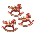 Pre Qu' Italia - Decoro Pre Qu' Italia B5285 Set 3 Cavallini Dondolo rosso glitter Asso