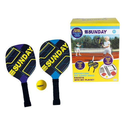 Set racchette Ods 47108 SUNDAY con rete set campo gioco Assortito