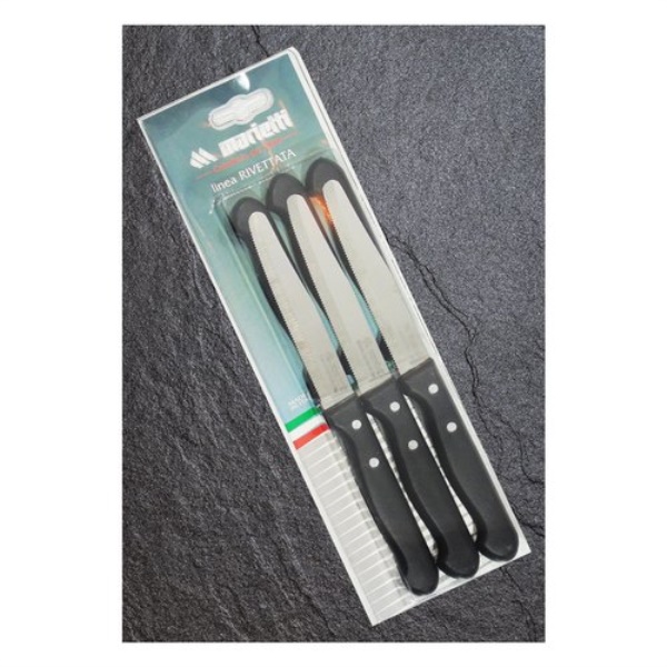 Set coltelli Marietti 1860 24RBV6N RIVETTATA Lama dentata Nero
