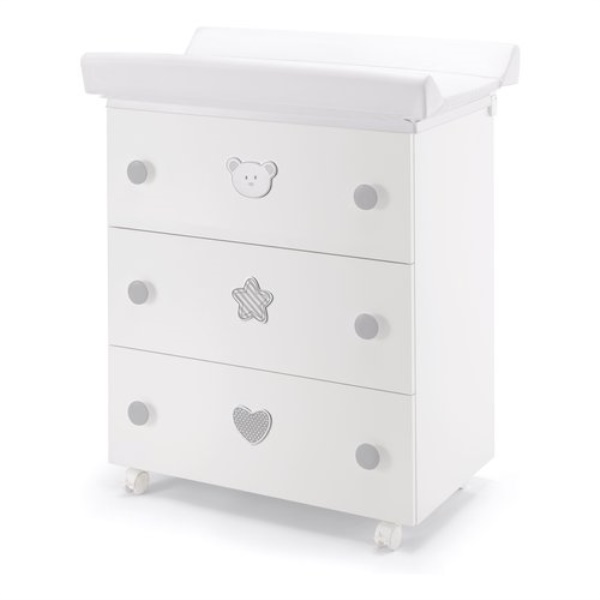 Bagnetto fasciatoio Pali 0533TOONGR BIRILLO 3 cassetti Bianco e Grigio