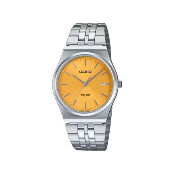 Orologio Casio MTP B145D 9AVEF TIMELESS Silver e Giallo
