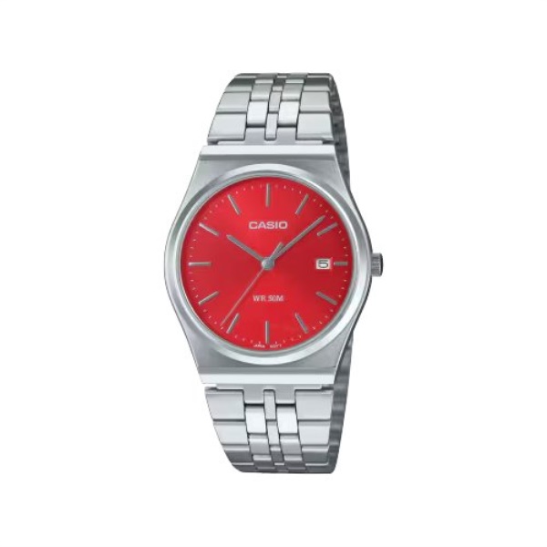 Orologio Casio MTP B145D 4A2VEF TIMELESS Silver e Red