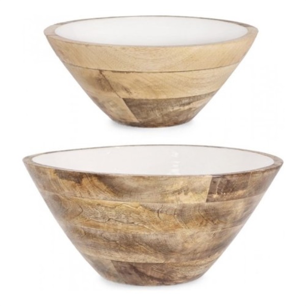 Vaso Yes Everyday 0550911 KNOSSOS Set 2 ciotole Bianco e Legno