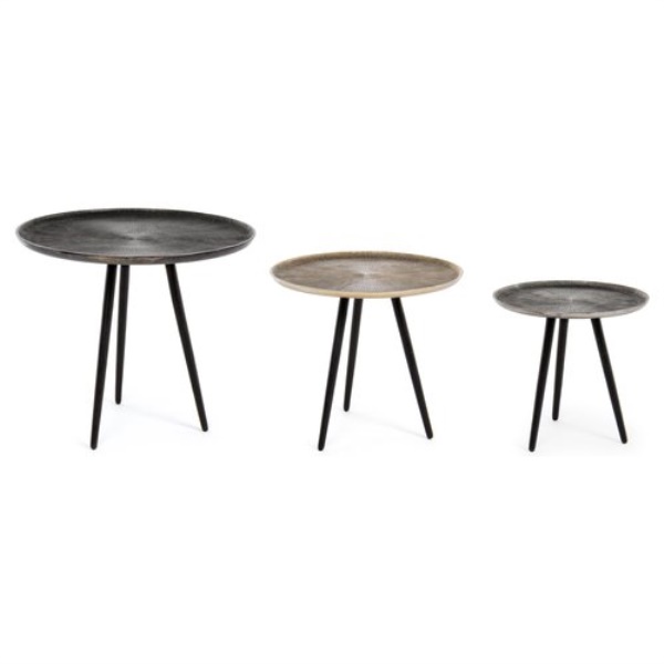 Set tavolini Bizzotto Homemotion 0746446 TAHIR Nero e Grigio 