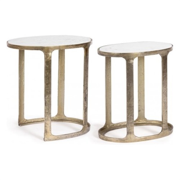 Set tavolini Bizzotto Homemotion 0746847 JANIRA Marmo bianco