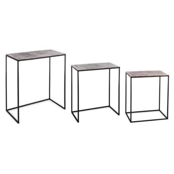 Set tavolini Bizzotto Homemotion 0746177 TAHIR Nero e Grigio 