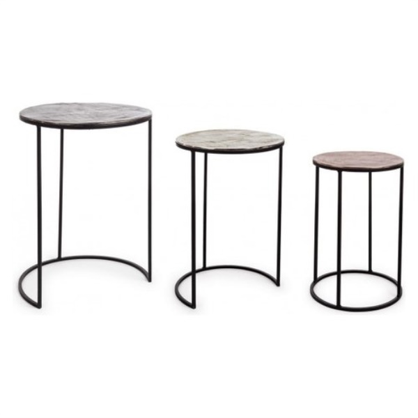 Set tavolini Bizzotto Homemotion 0746176 TAHIR Nero e Grigio 