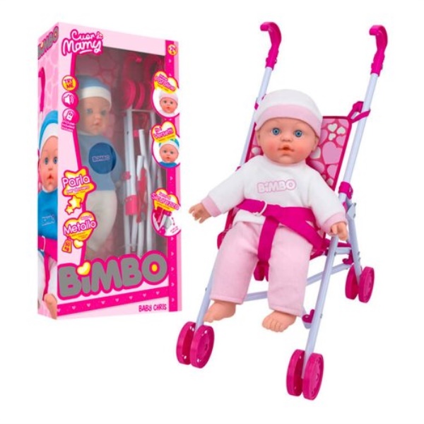 Set bambola Globo 42481 BIMBO Parlante con passeggino Assortito