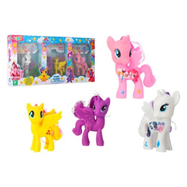 Playset bambola Globo 42398 W’TOY Playset 4 Pony Amici Magici con spaz