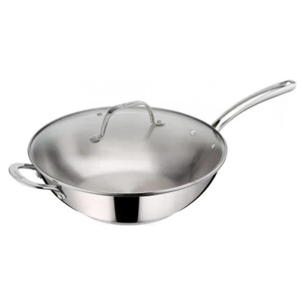 Wok Lagostina 012905040032 EVELIA 1 manico con coperchio Cromo lucido