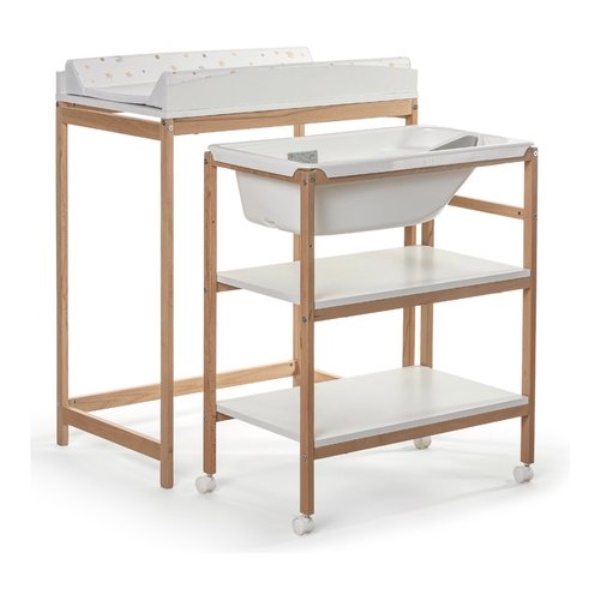 Fasciatoio Okbaby 933 WOODY Doppia funzione con bagnetto Naturale