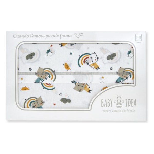 Set lenzuola lettino Baby Idea LLFB Completo Fantasia beige