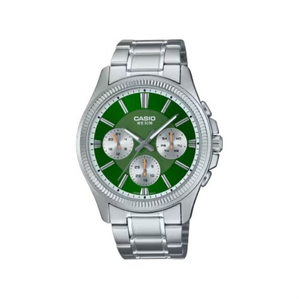 Orologio Casio MTP 1375PD 3AVEF Silver e Green