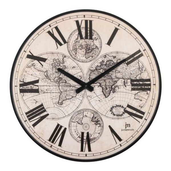 Orologio da parete Lowell 21561 JUSTAMINUTE Emisferic Roman Nero
