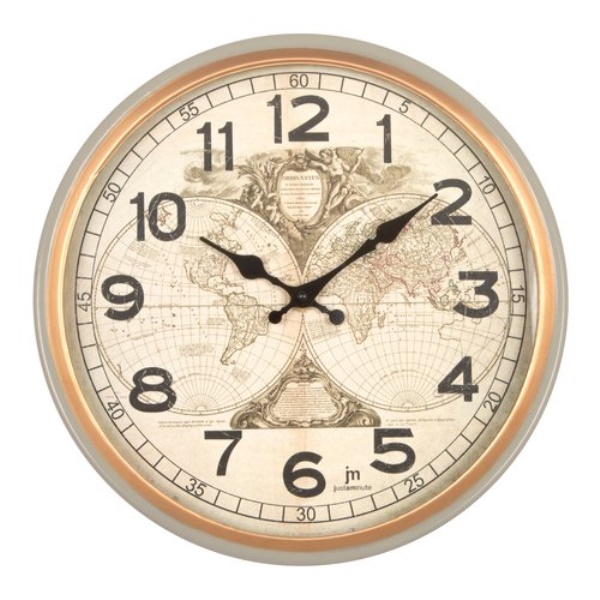 Orologio da parete Lowell 21559 JUSTAMINUTE Mappamondo Beige