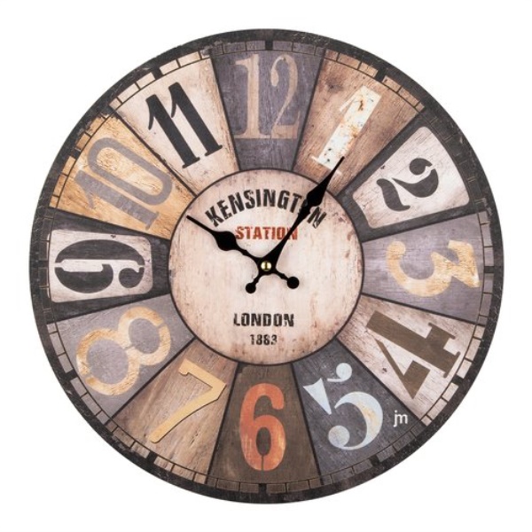 Orologio da parete Lowell 21569 JUSTAMINUTE Kensington Station Multico