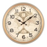 Lowell - Orologio da parete Lowell 21559 JUSTAMINUTE Mappamondo Beige