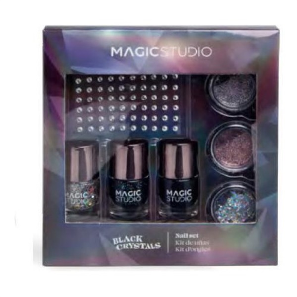 Cofanetto trucco Idc Institute Black crystals complete nail set