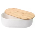 Koopman - Porta pane Koopman 170486780 Con coperchio tagliere bamboo Bianco