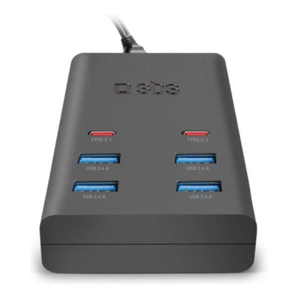 Caricabatterie Sbs TETR4UDB2TCPD25WK CHARGING STATION 6 Port Black