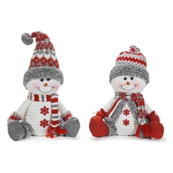 Decorazione Natale General Trade 421059 Pupazzo di neve seduto bianco 