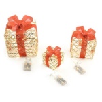 Mercury - Decoro Mercury 58300 Set 3 pacchi metallo con luci Oro