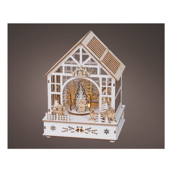 Decorazione luminosa Natale Kaemingk 489622 Casetta Bianco