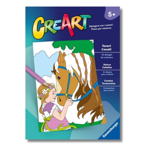 Creativo Ravensburger 13096001 CREART Libro da colorare Teneri Cavalli