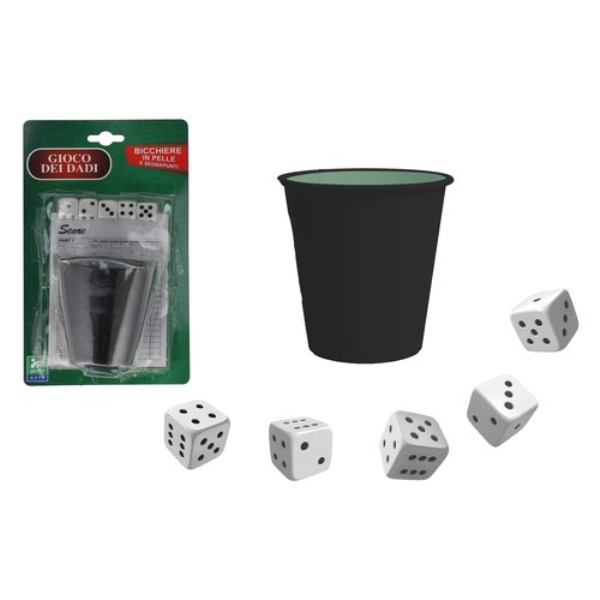 Set dadi da gioco Globo 42767 EXTE' con bicchiere pelle e segnapunti