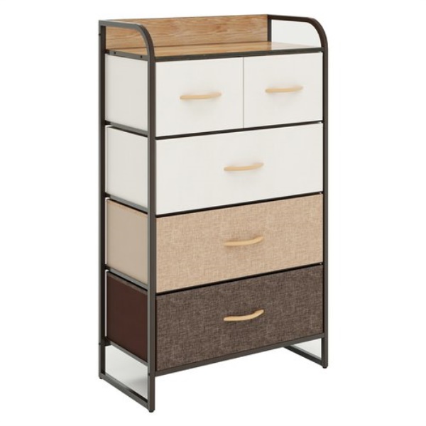 Cassettiera Amicasa 5L 608 Bianco e Marrone