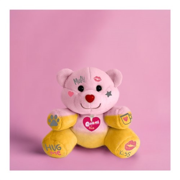 Peluche Trudi 25042 COCCOLOTTI Orsetto Honey Love&Tell Rosa e Giallo