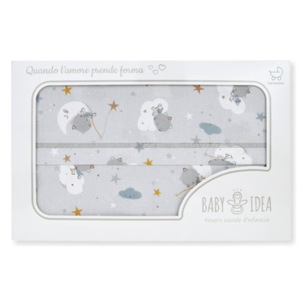 Set lenzuola culla Baby Idea LCFG Fantasia grigio