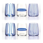 Amicasa - Set bicchieri Amicasa DF25324 BLUESTRIPE Trasparente e Blu