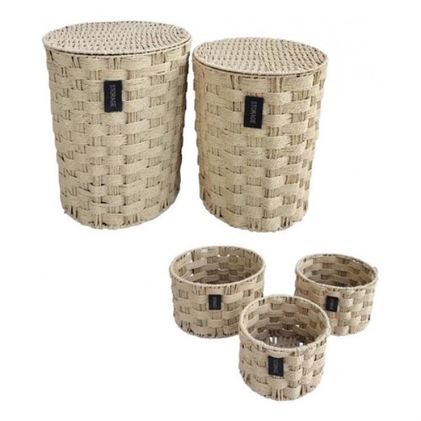 Set porta biancheria Yes Everyday 0402422 RAHEL con 3 cestini tondi Na