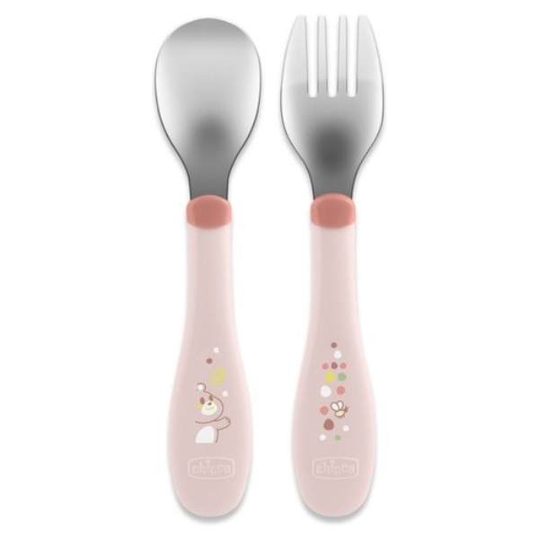 Set cucchiaio e forchetta bimbi Chicco 00016102150000 Rosa