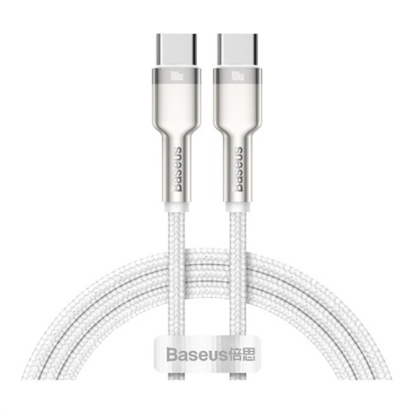 Cavo USB C Baseus CATJK C02 CAFULE Metal 5A White e Silver