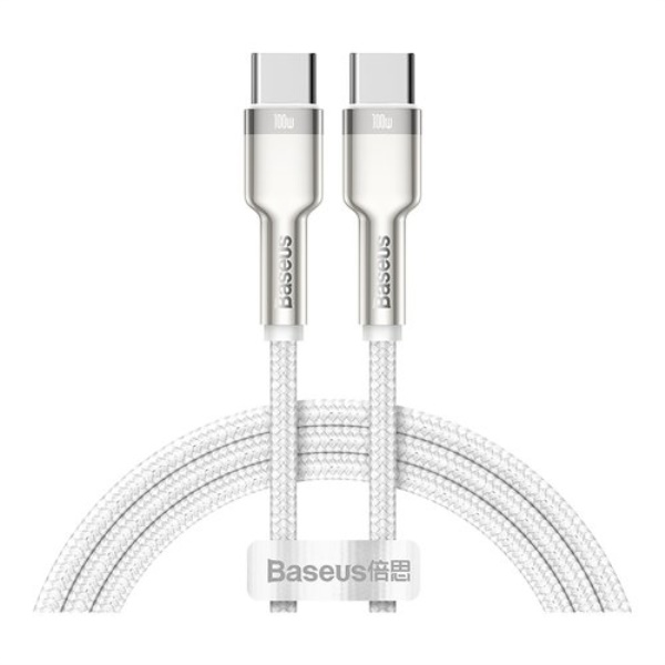 Cavo USB C Baseus CATJK D02 CAFULE Metal 5A White e Silver