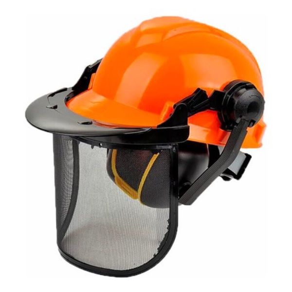 Casco protezione Ama 08838 Boscaiolo con visiera e cuffie incorporate 
