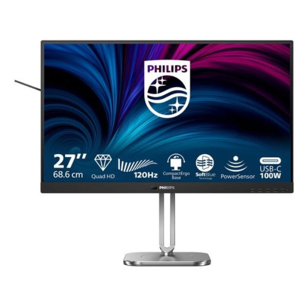 Monitor Philips 27B2U4601 00 BUSINESS QHD Pivot Silver e Gray