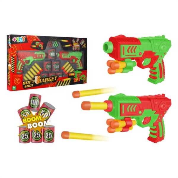 Pistola blaster Globo 42447 W’TOY 2 pz Soft Shot Target con 12 colpi e