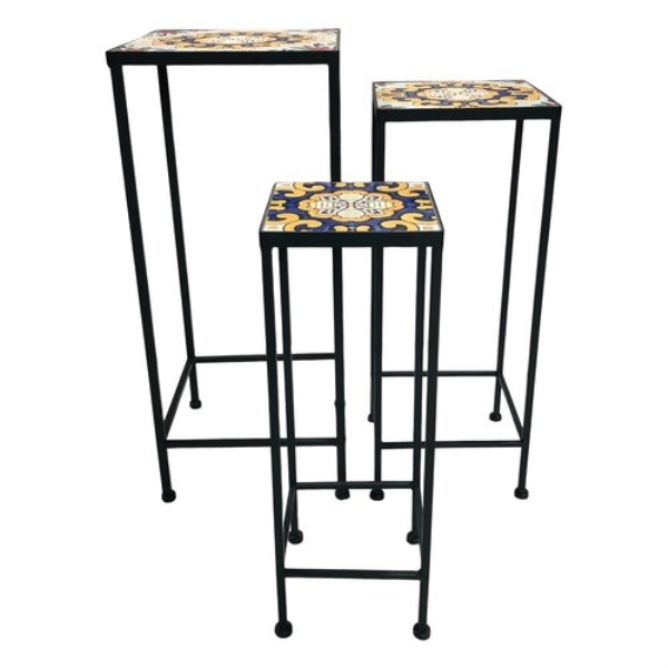 Set porta vasi piante Amicasa AH25028 SICILIA Nero multicolor