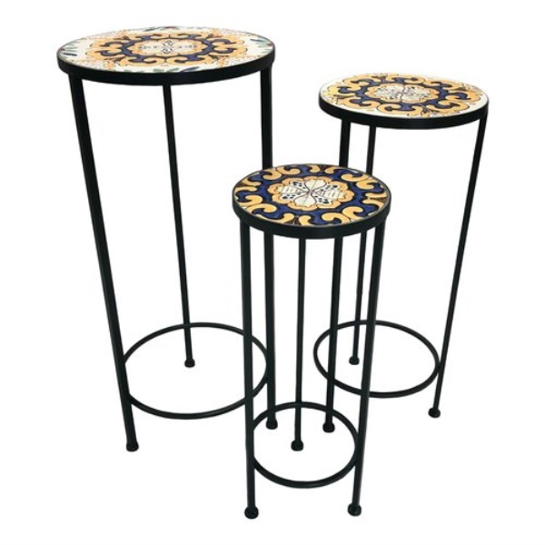 Set porta vasi piante Amicasa AH25027 SICILIA Nero multicolor