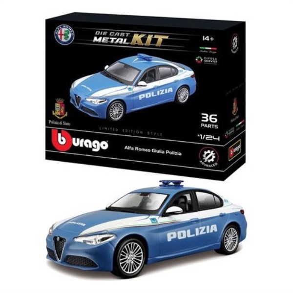 Automodello Bburago 18 25129 POLIZIA Kit 36 pz Alfa Romeo Giulia