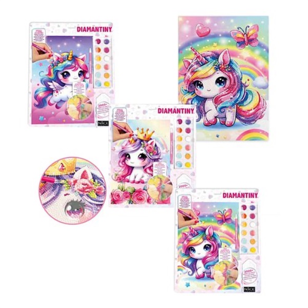 Set mosaico Nice 90032 DIAMANTINY Quadretto 3D Unicorn Assortito