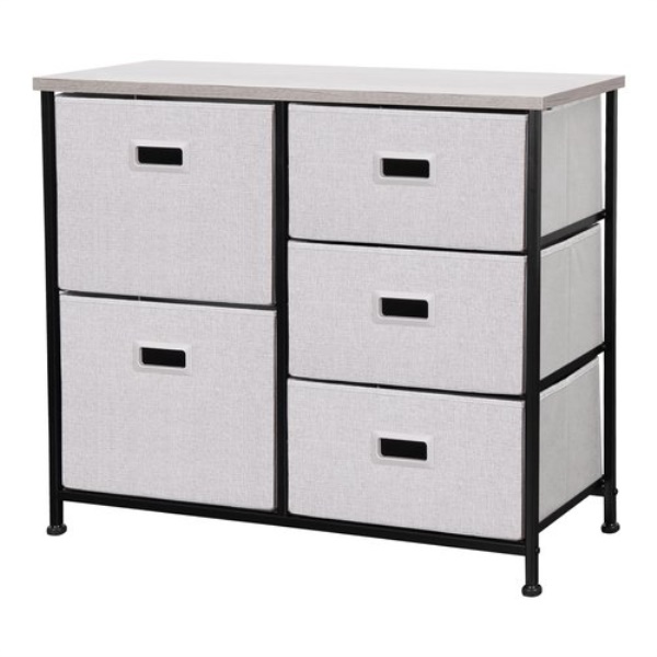 Cassettiera salvaspazio Amicasa 5L 207 5C in MDF rivestito Grigio chia