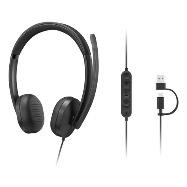 Cuffie microfono filo Lenovo 4XD1R88995 VoIP Headset 5000 Black