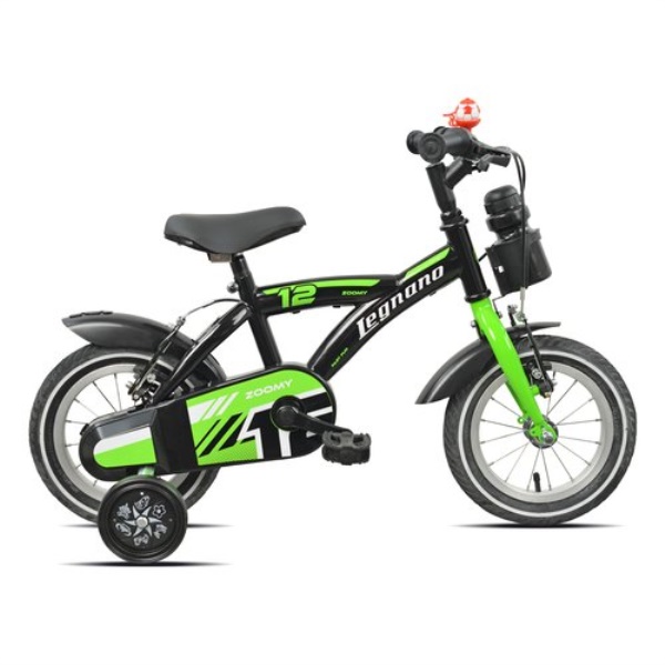 Bicicletta Legnano 26L9900N BIMBO con rotelle Black e Green Glossy
