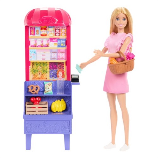 Set bambola Mattel JCT05 BARBIE Malibu fa la spesa con bancarella merc