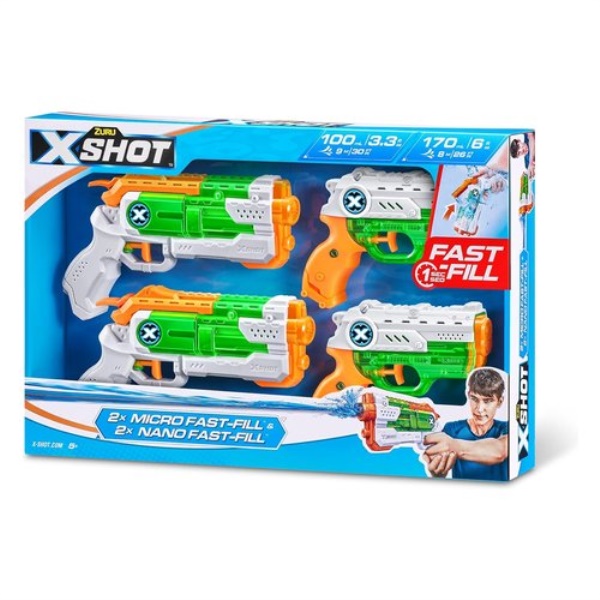 Pistola ad acqua Zuru 11856 XSHOT Combo pack 2 Micro Fast e 2 Nano Fas
