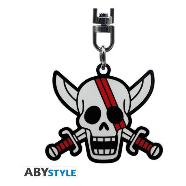 Portachiavi Abystyle ABYKEY645 ONE PIECE Skull Shanks Cromo e Rosso